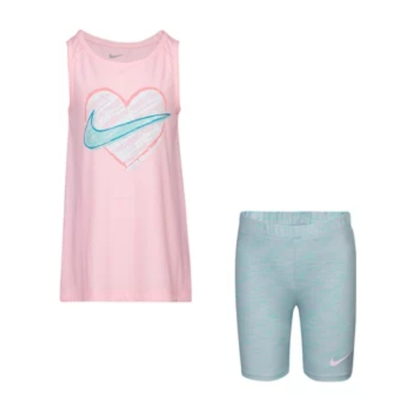 **Size 24M Only**Nike Little Girls Heart Logo Graphic Bike Short Set - Picture 2 of 13